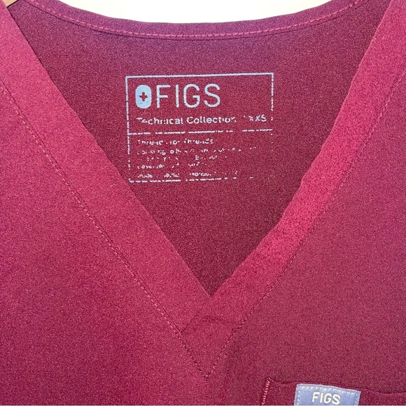 FIGS Catarina One-Pocket  Scrub Top Women’s Size XXS Burgundy‎ Red Short Sleeve - Picture 12 of 13